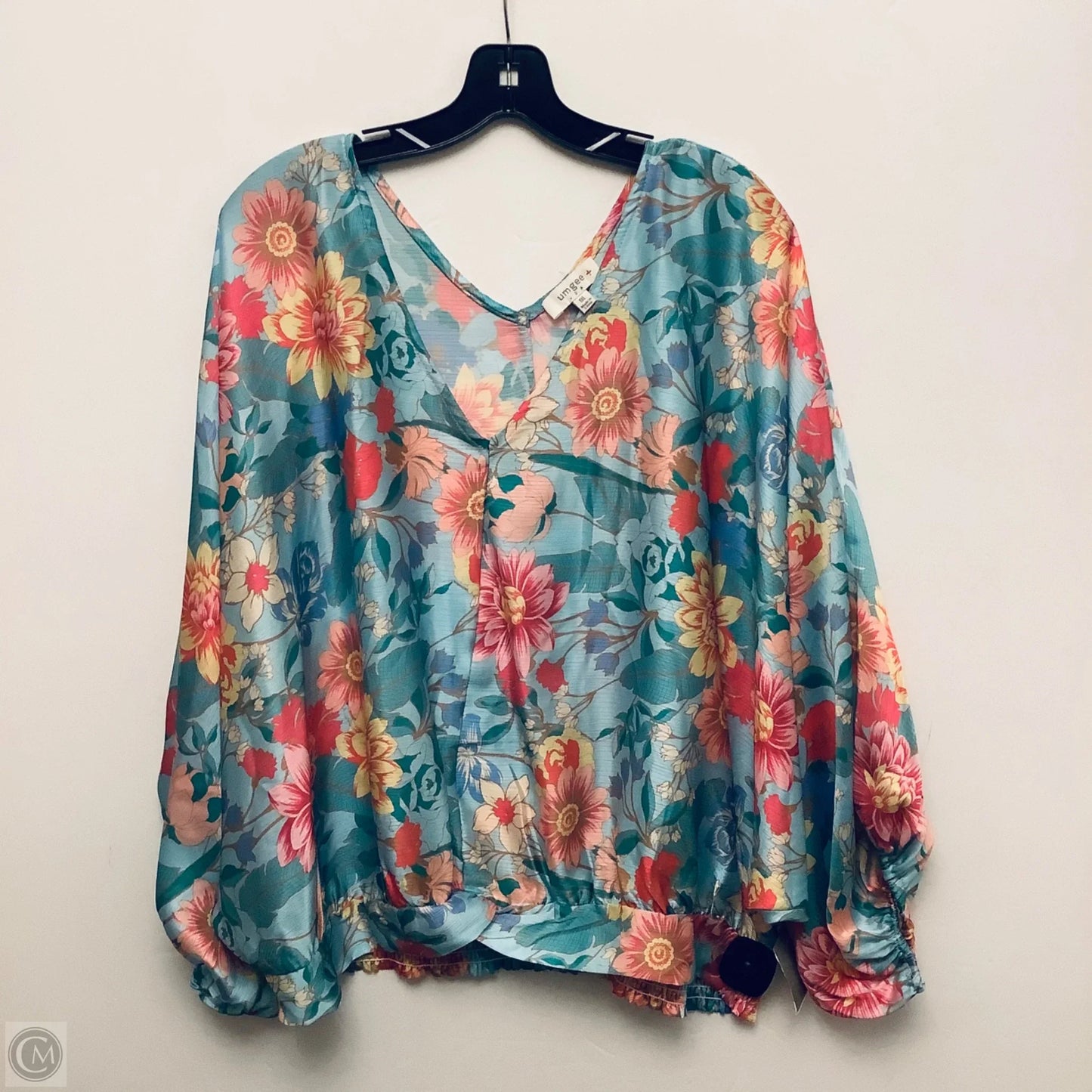 Top Short Sleeve By Umgee In Floral Print, Size: 1x