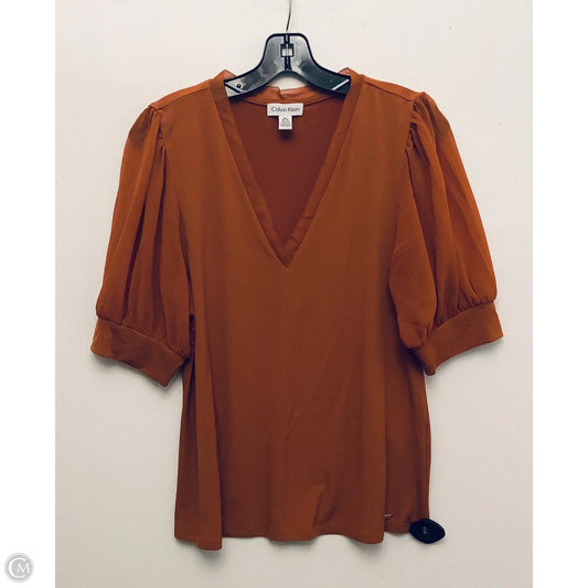Top Short Sleeve By Calvin Klein In Orange, Size: M