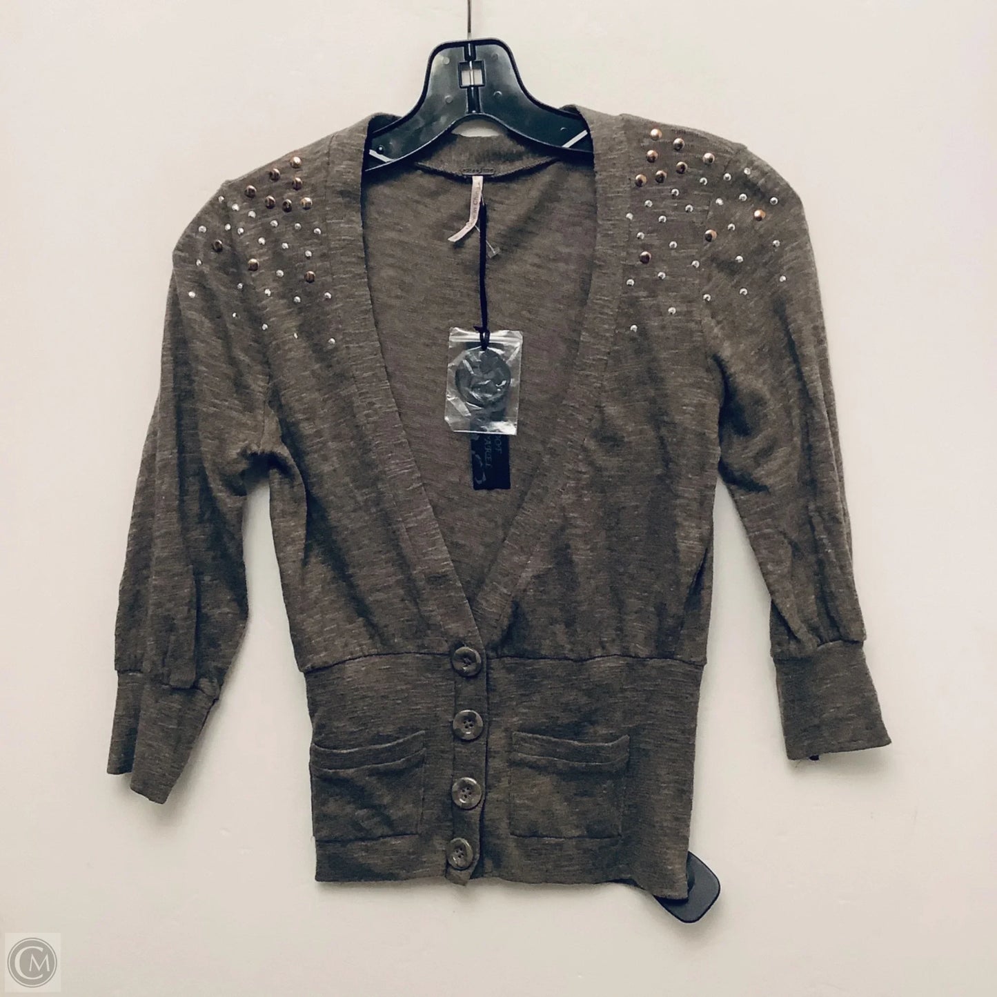 Sweater Cardigan By Poof In Grey, Size: S