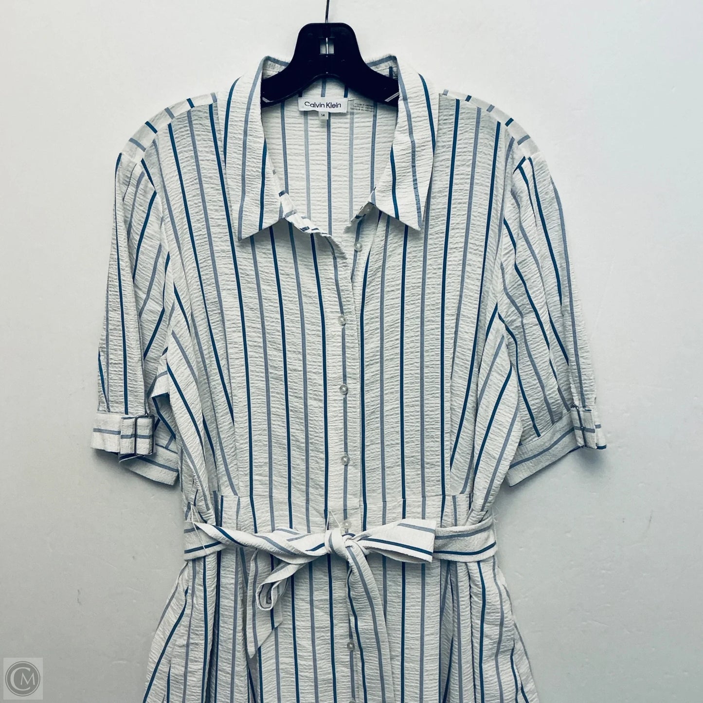Dress Casual Maxi By Calvin Klein In Striped Pattern, Size: 14