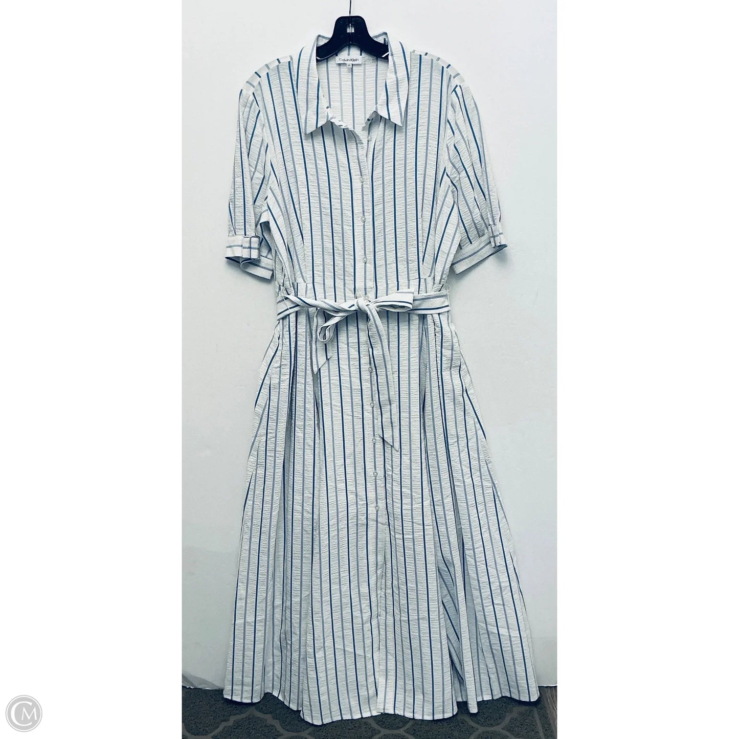 Dress Casual Maxi By Calvin Klein In Striped Pattern, Size: 14