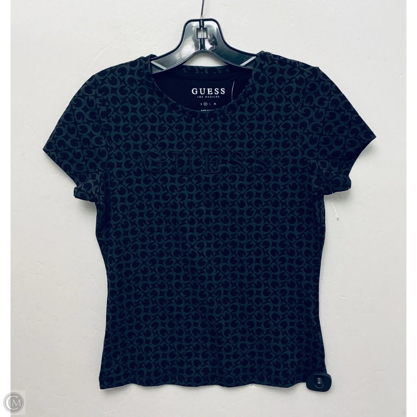 Top Short Sleeve By Guess In Black, Size: M