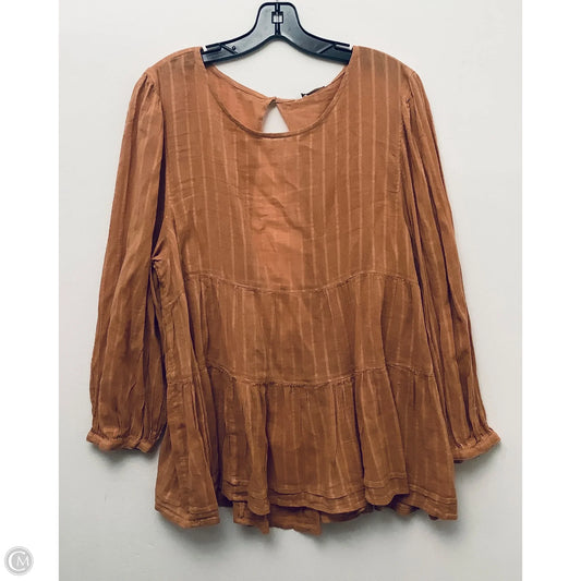 Top Long Sleeve Basic By American Eagle In Orange, Size: Xl