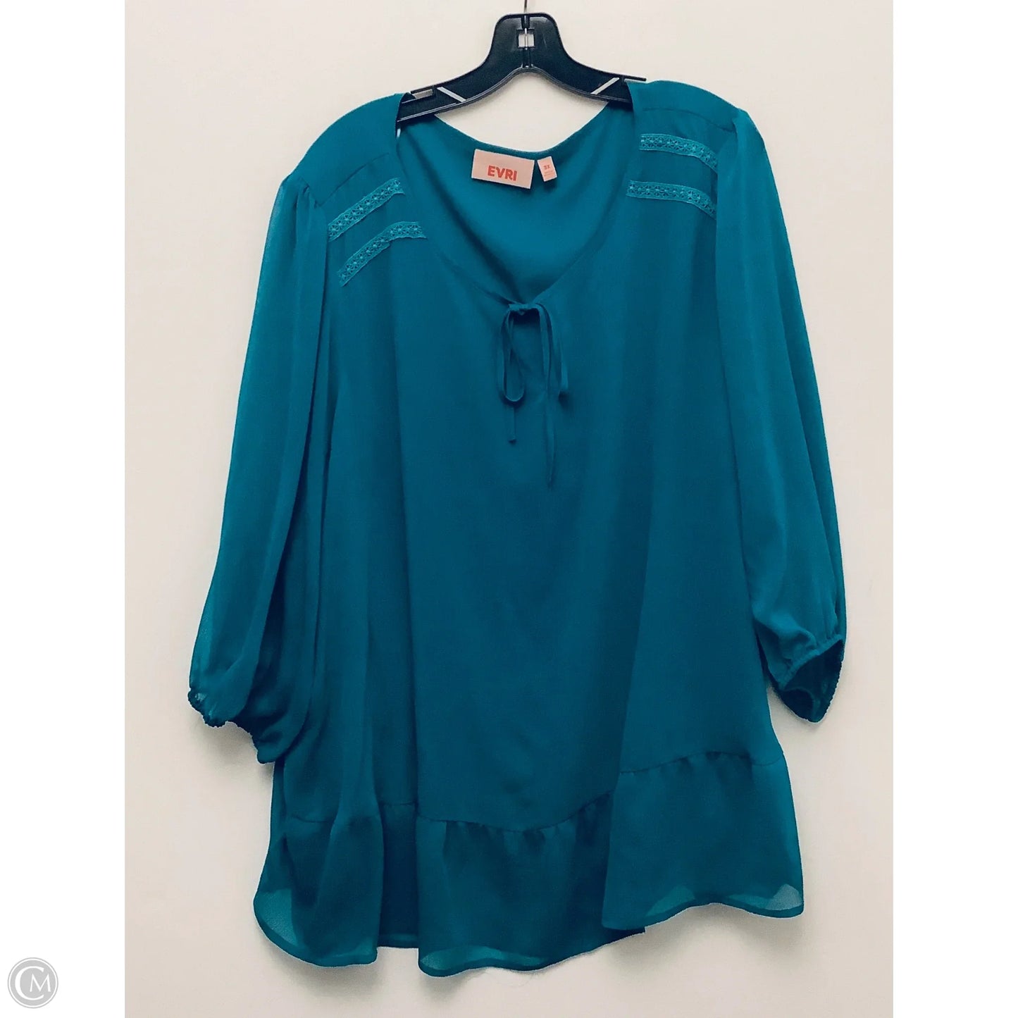 Top Long Sleeve Basic By Evri In Green, Size: 3x
