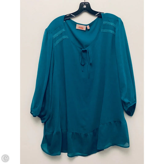 Top Long Sleeve Basic By Evri In Green, Size: 3x