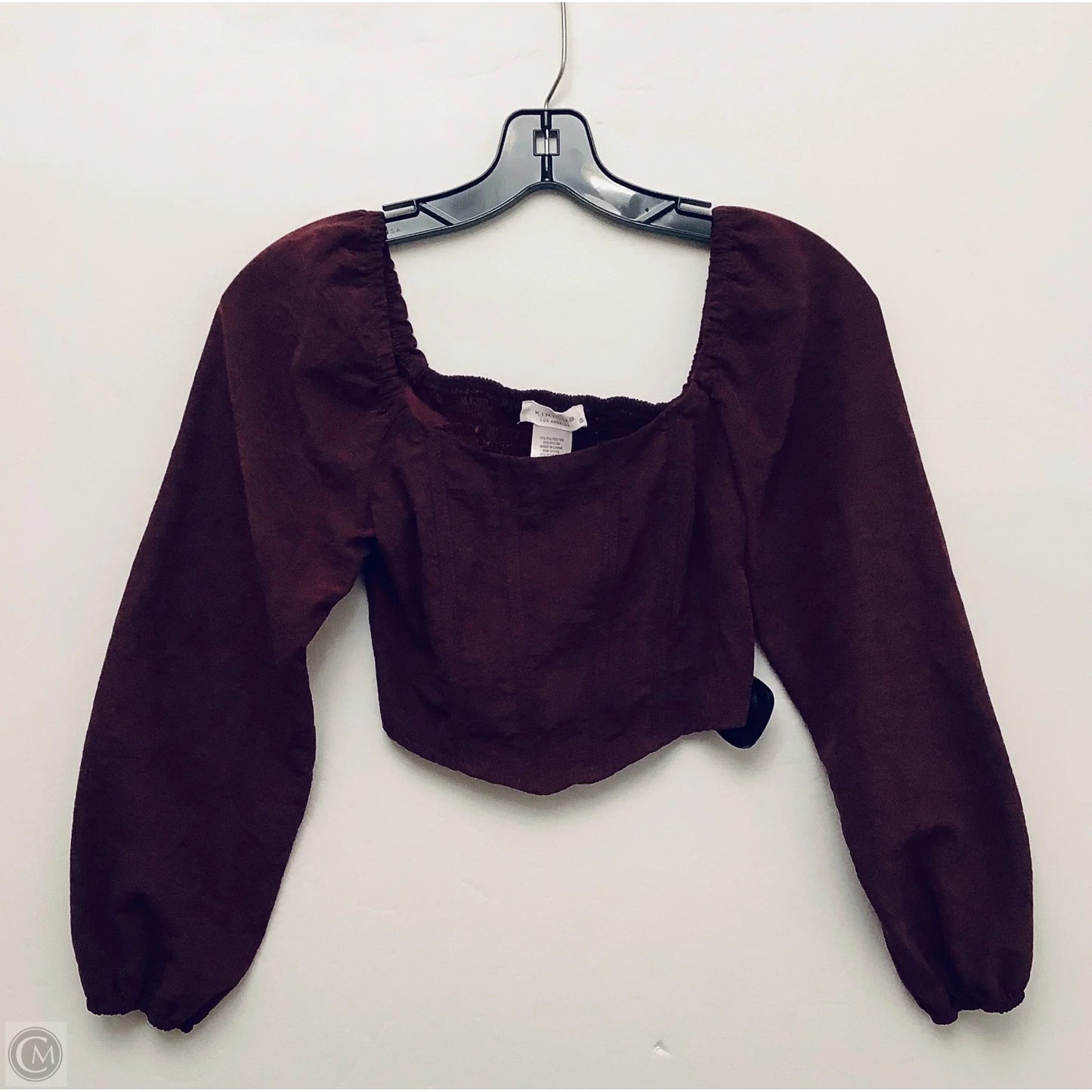Top Long Sleeve Basic By Cme In Maroon, Size: Xs