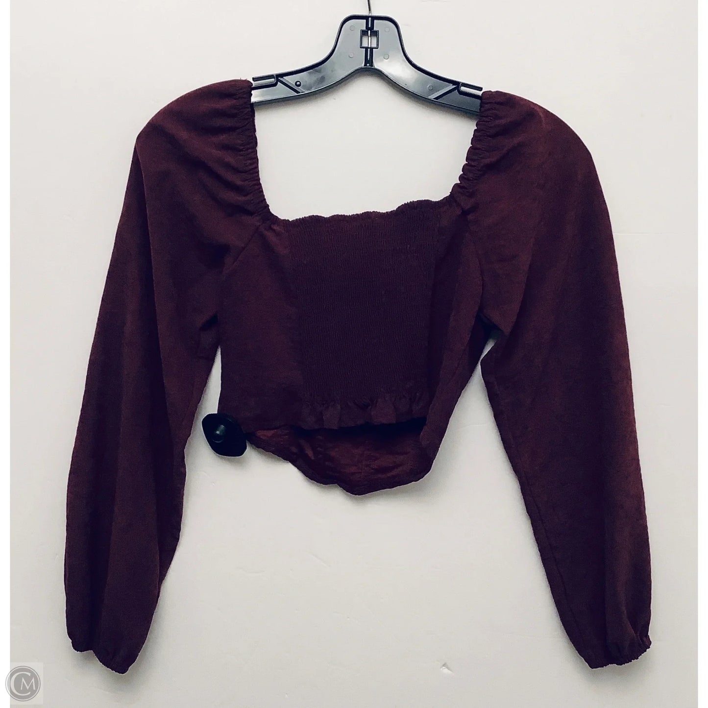 Top Long Sleeve Basic By Cme In Maroon, Size: Xs