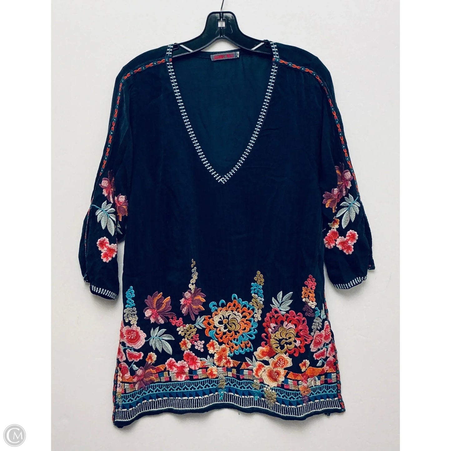 Top Long Sleeve By Johnny Was In Blue & Brown, Size: S