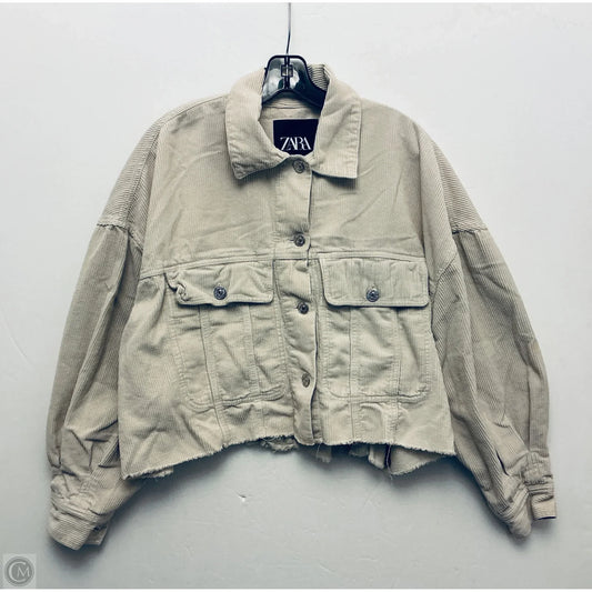 Jacket Shirt By Zara In Cream, Size: Xs