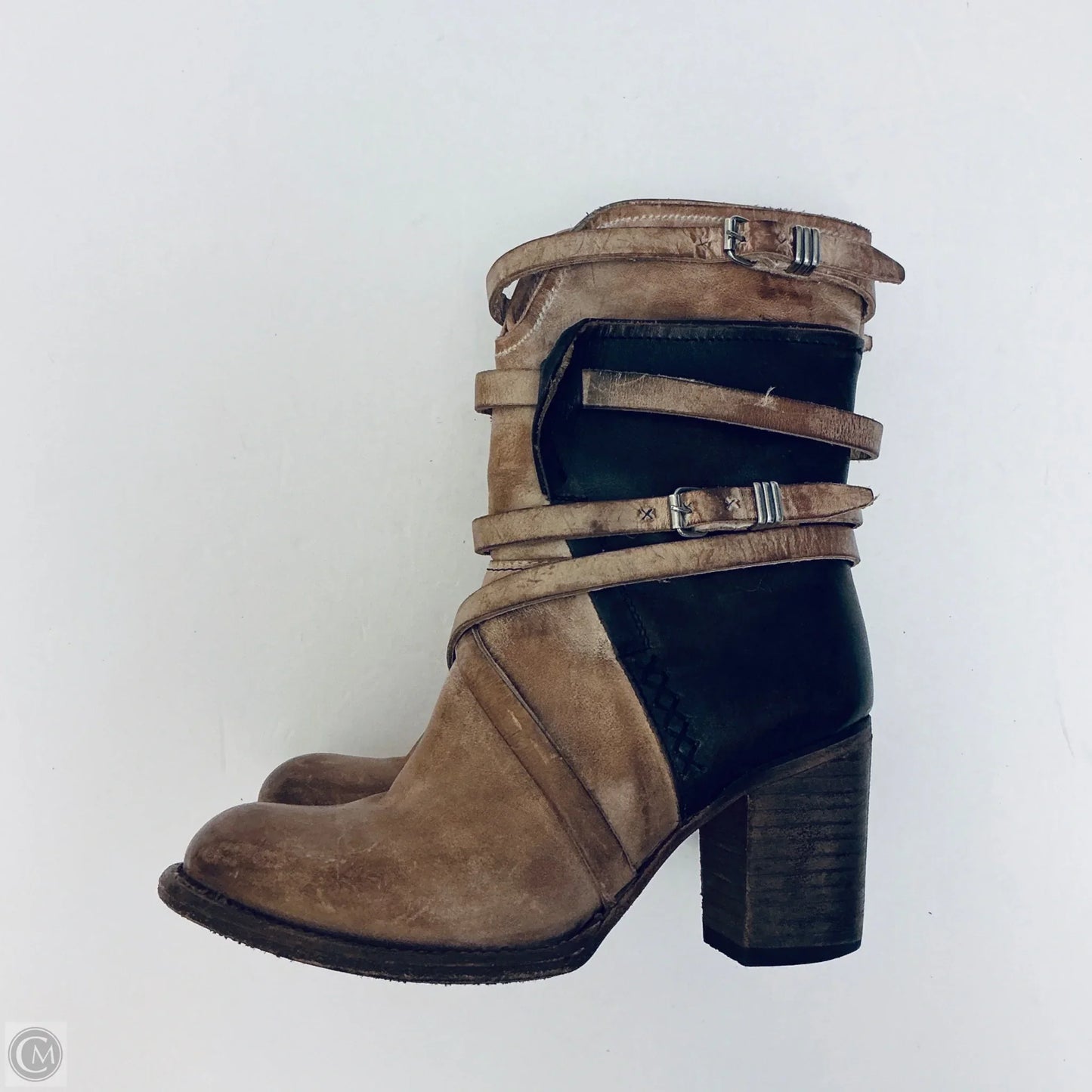 Boots Ankle Heels By Freebird In Brown, Size: 7