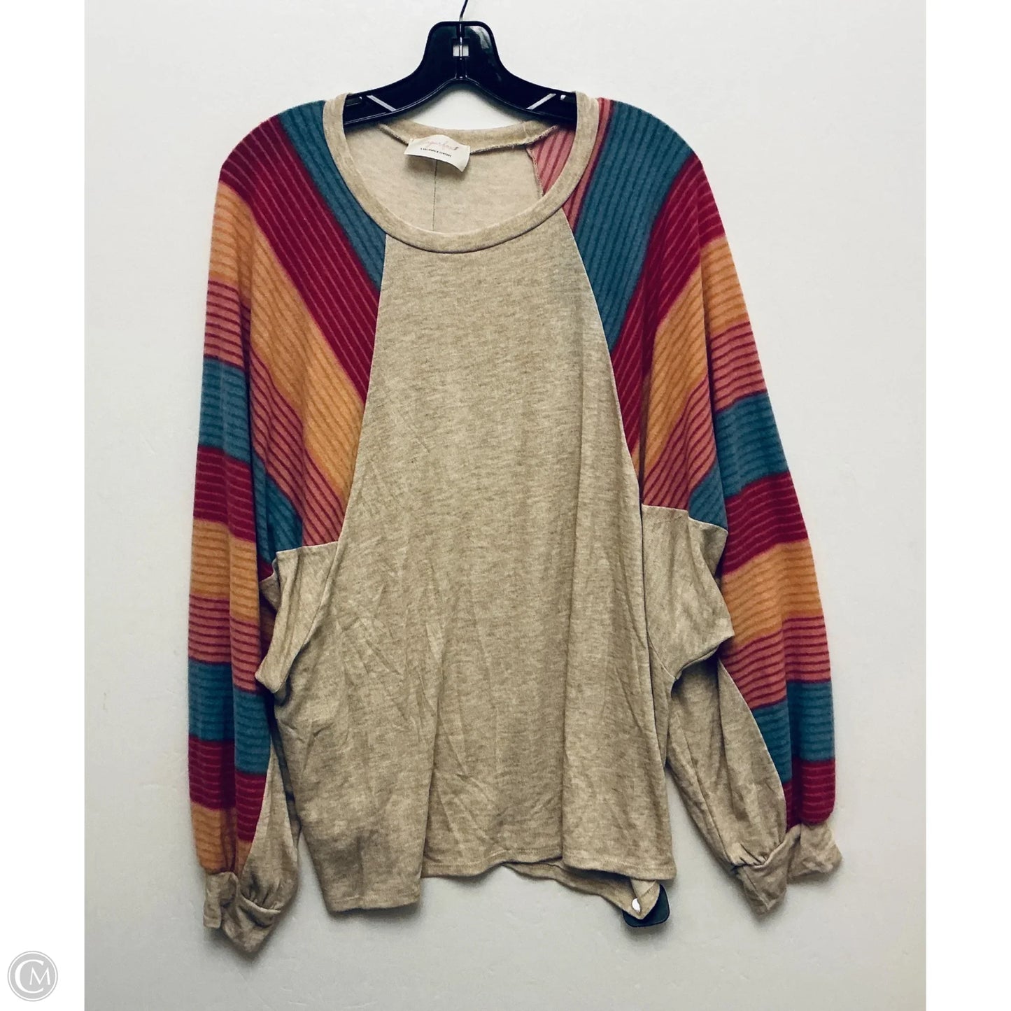 Top Long Sleeve Basic By Clothes Mentor In Tan, Size: 1x