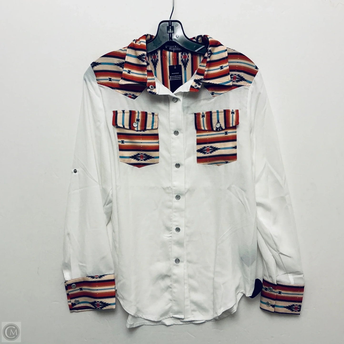 Top Long Sleeve By Lucky & Blessed In White, Size: M