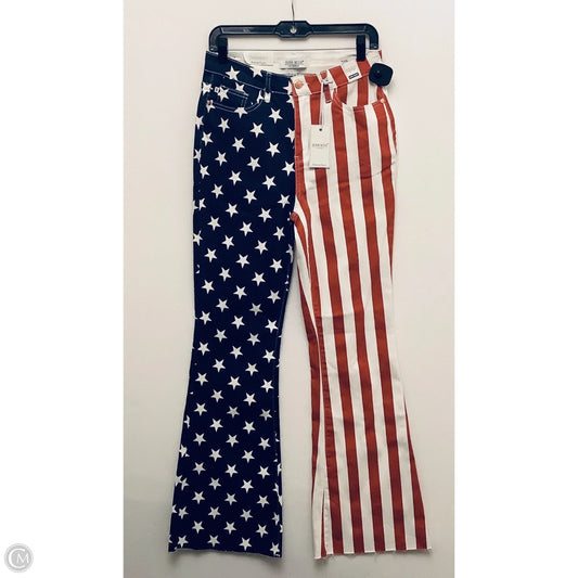 Jeans Flared By Judy Blue In Red & White, Size: 8