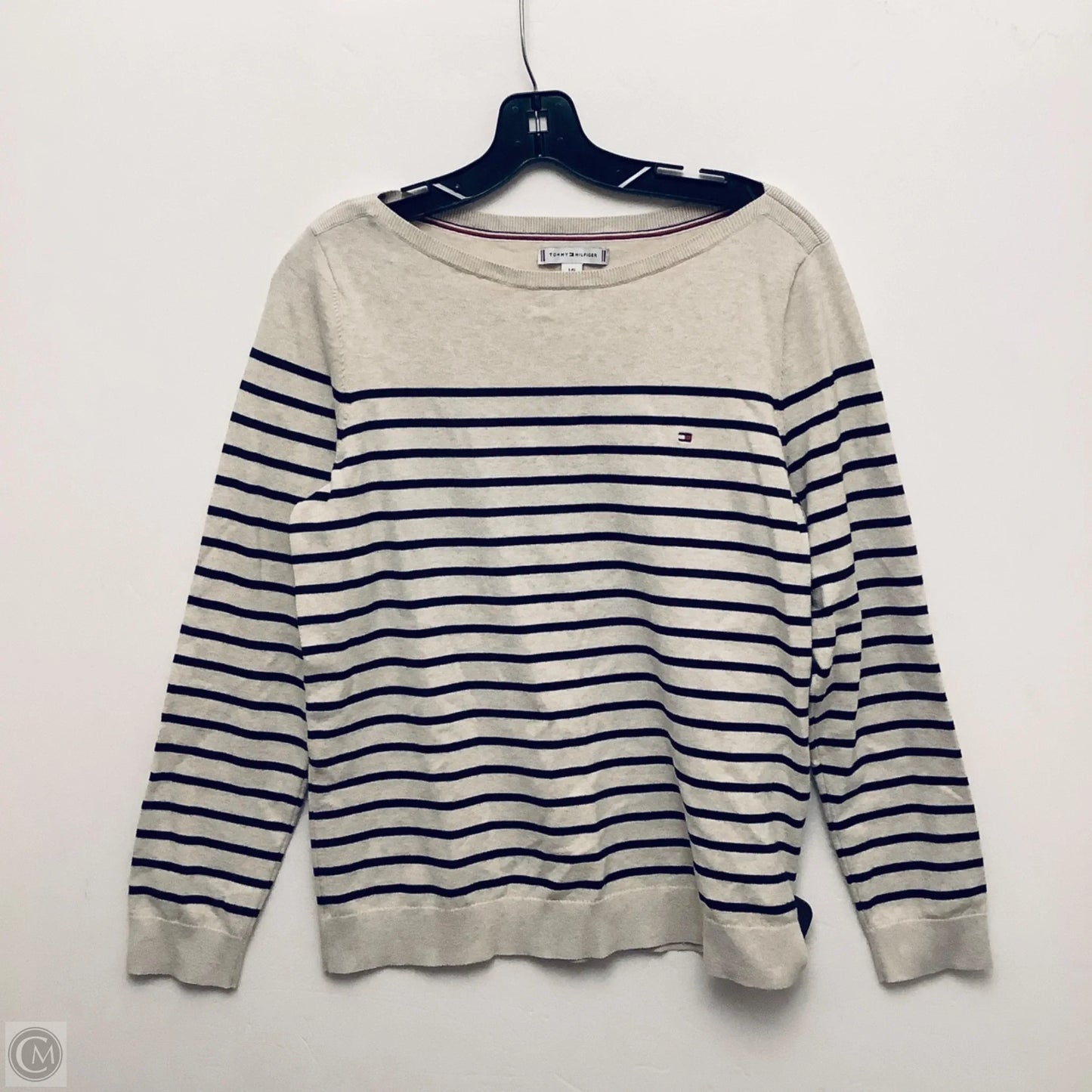 Sweater By Tommy Hilfiger In Striped Pattern, Size: L