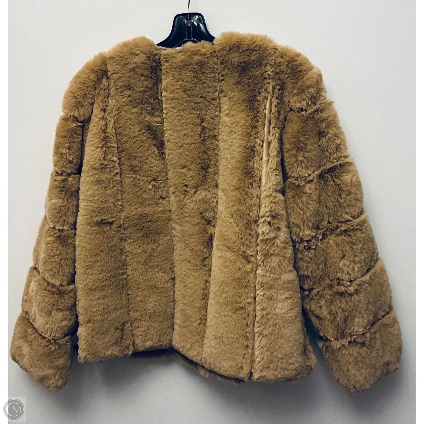 Coat Faux Fur & Sherpa By Cmc In Tan, Size: L