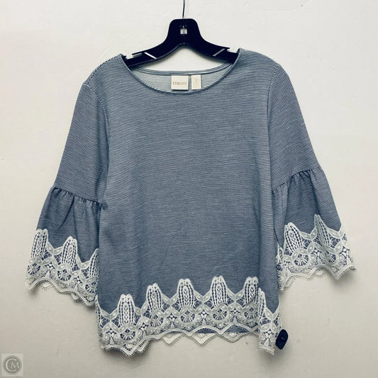 Top Short Sleeve By Chicos In Striped Pattern, Size: M