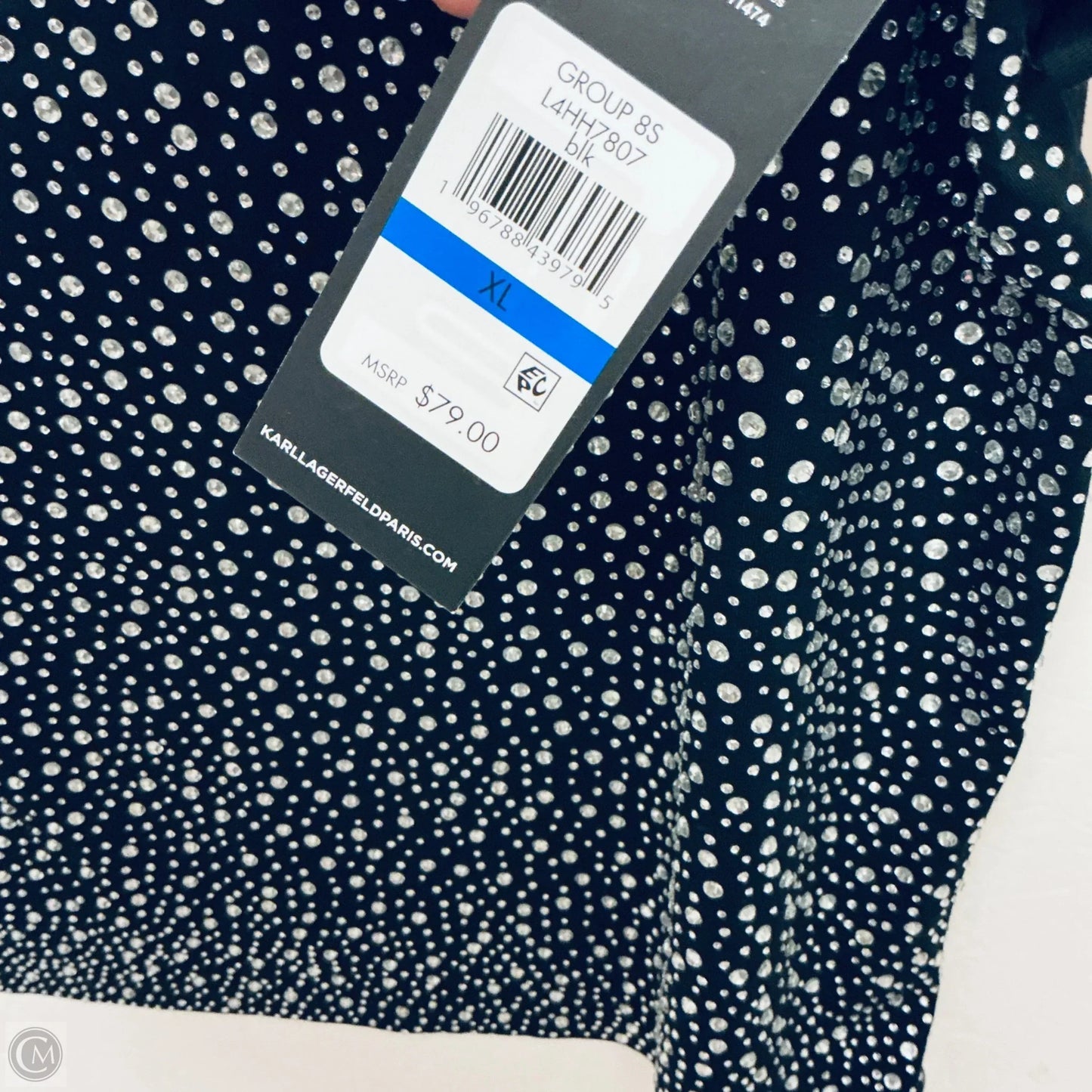 Top Short Sleeve Designer By Karl Lagerfeld In Black, Size: Xl