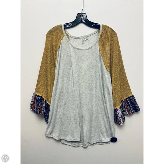Top Long Sleeve By Cato In Grey & Yellow, Size: 3x