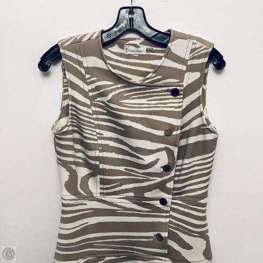 Dress Work By Calvin Klein In Tan & White, Size: S