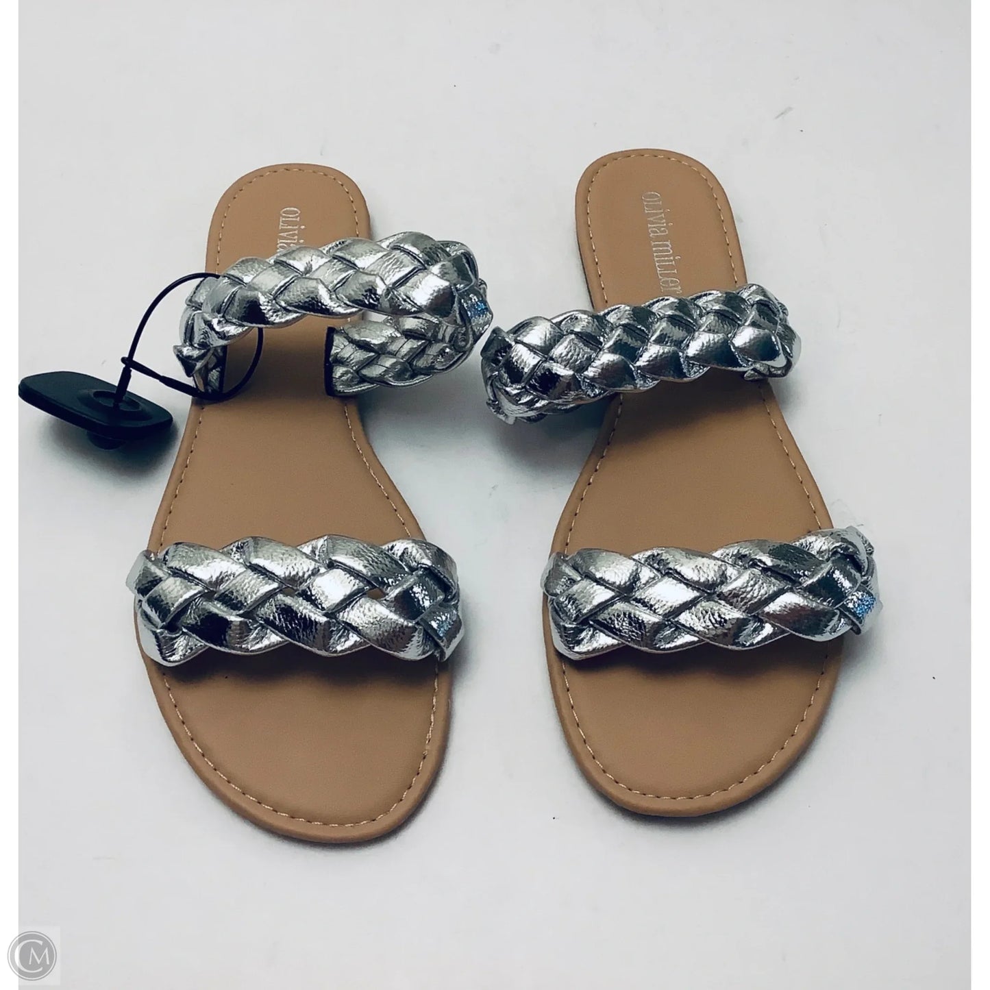 Sandals Flats By Olivia Miller In Silver, Size: 10