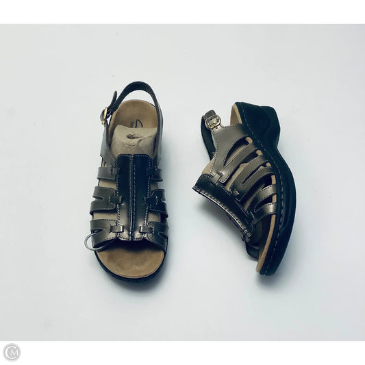 Sandals Heels Wedge By Clarks In Bronze, Size: 7.5