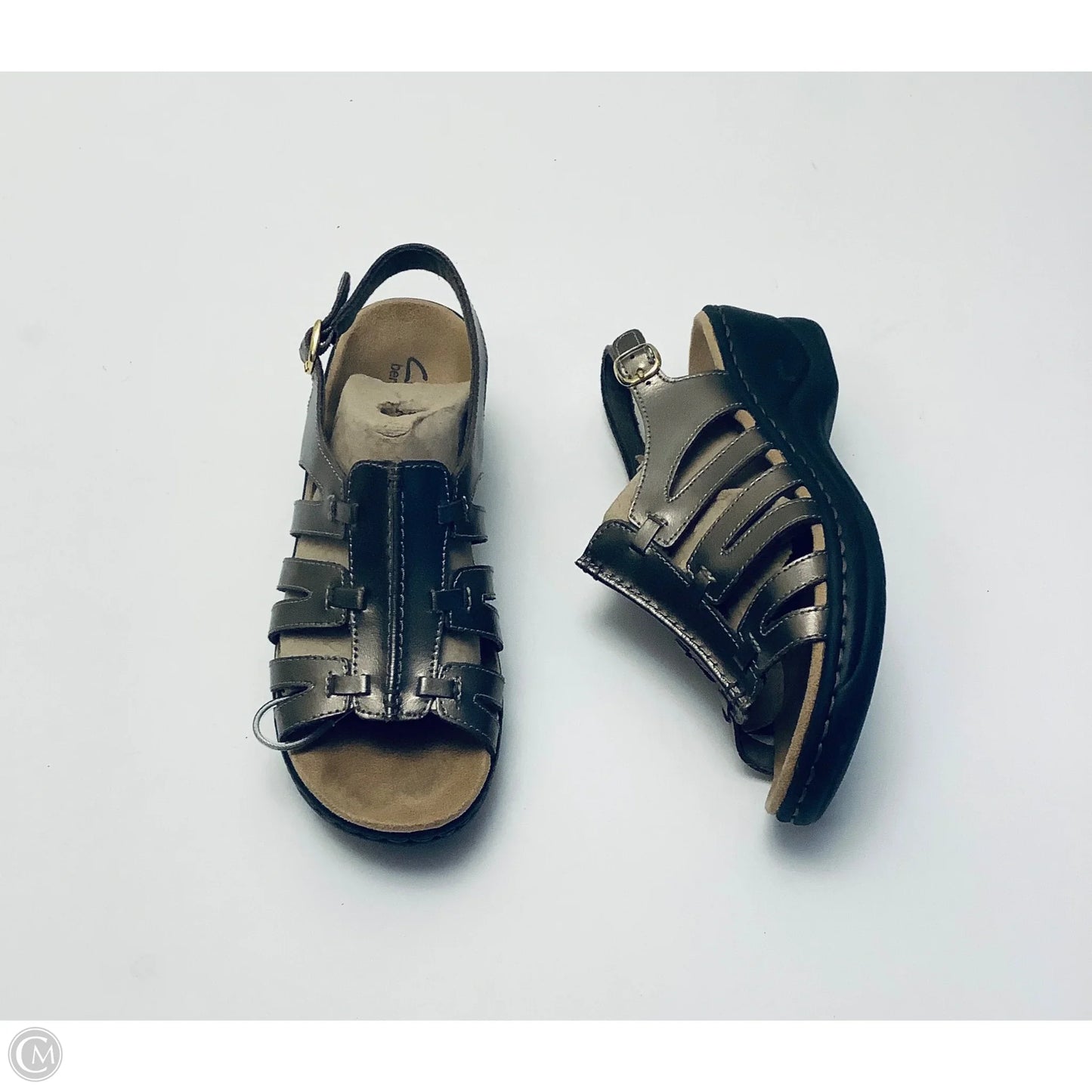 Sandals Heels Wedge By Clarks In Bronze, Size: 7.5