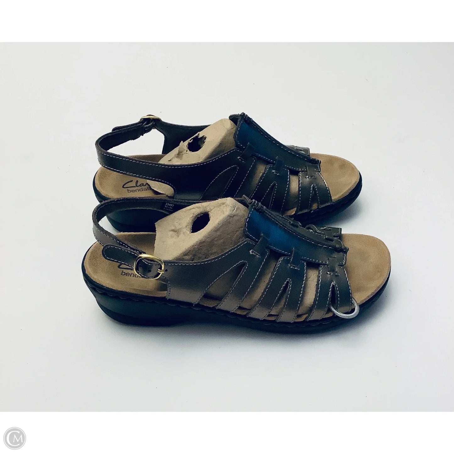 Sandals Heels Wedge By Clarks In Bronze, Size: 7.5