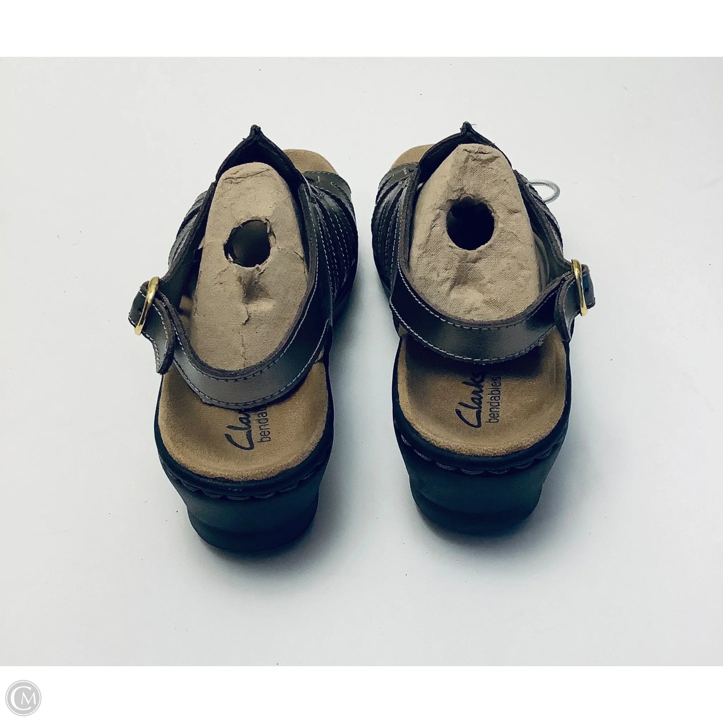 Sandals Heels Wedge By Clarks In Bronze, Size: 7.5