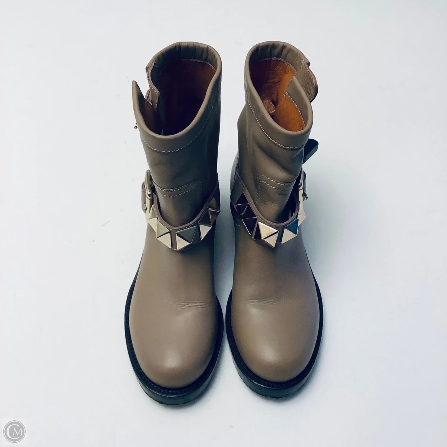 Boots Luxury Designer By Valentino-garavani In Taupe, Size: 6.5