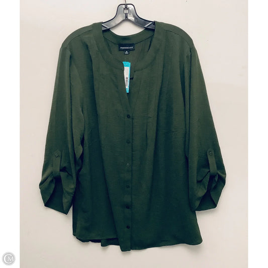 Top Long Sleeve By Fortune & Ivy In Green, Size: 3x