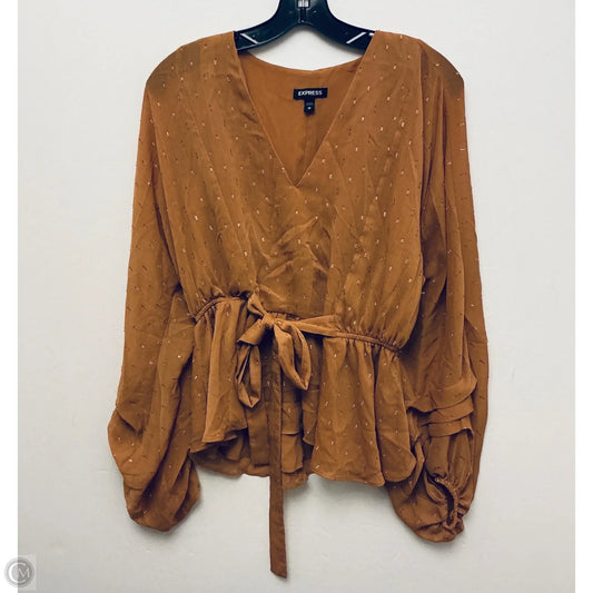 Top Long Sleeve By Express In Brown, Size: M