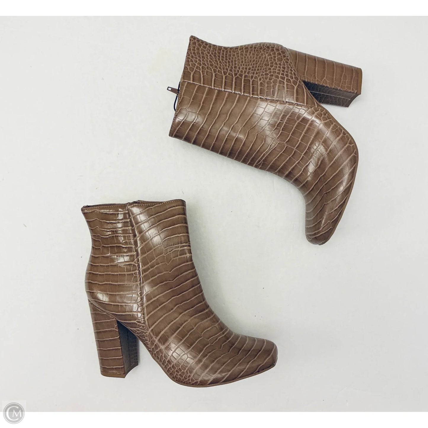 Boots Ankle Heels By Bamboo In Brown, Size: 10