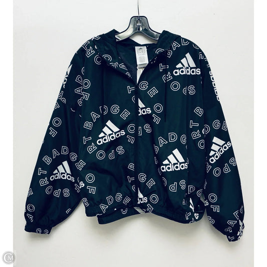 Athletic Jacket By Adidas In Black & White, Size: L