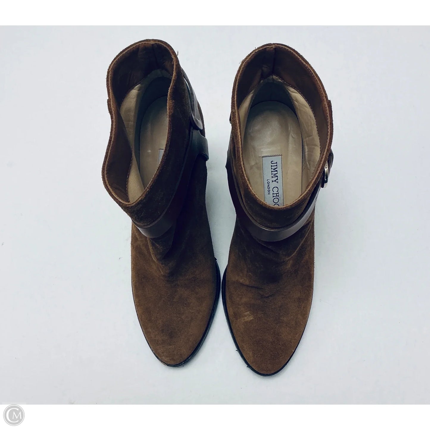 Boots Luxury Designer By Jimmy Choo In Brown, Size: 8.5