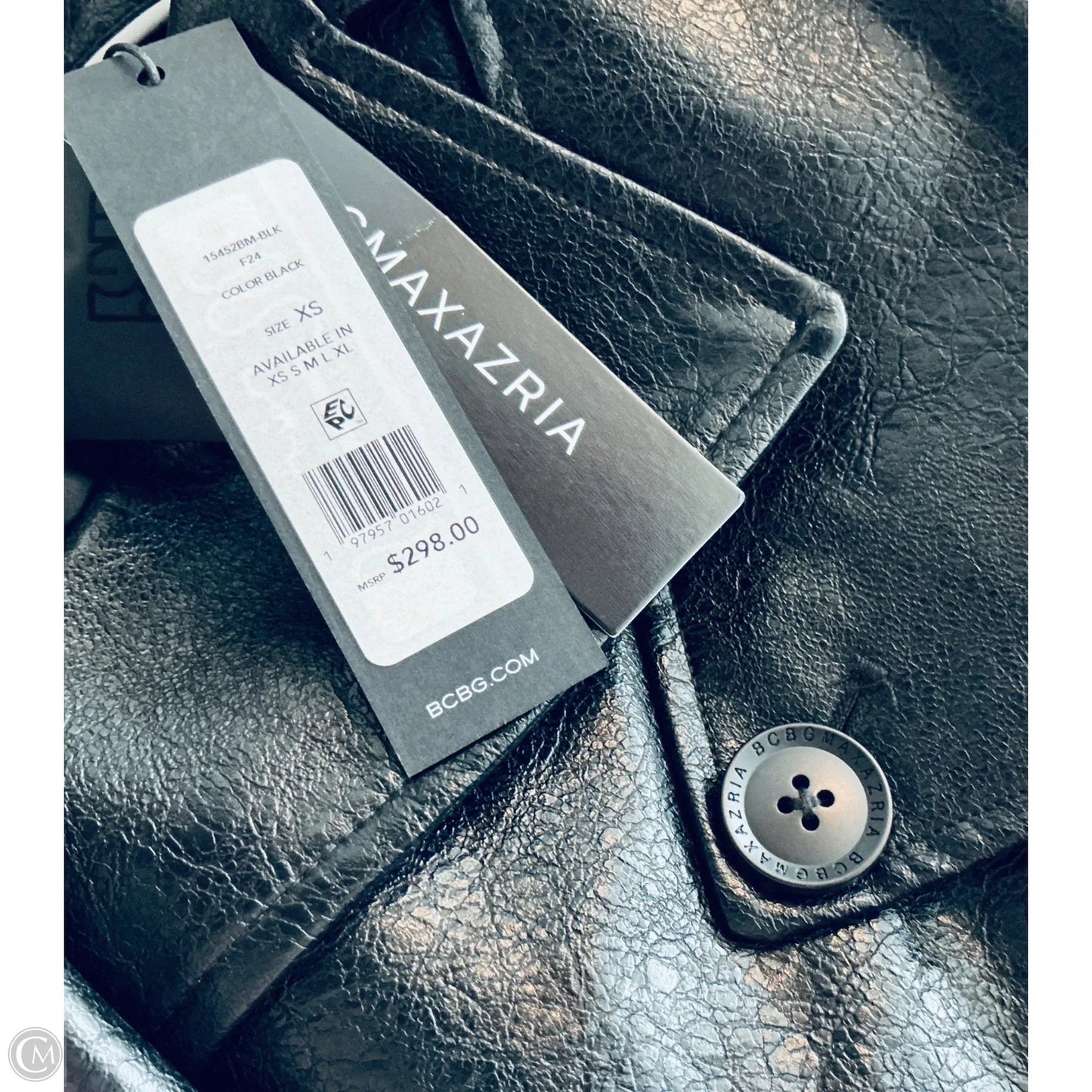 Coat Leather By Bcbgmaxazria In Black, Size: Xs