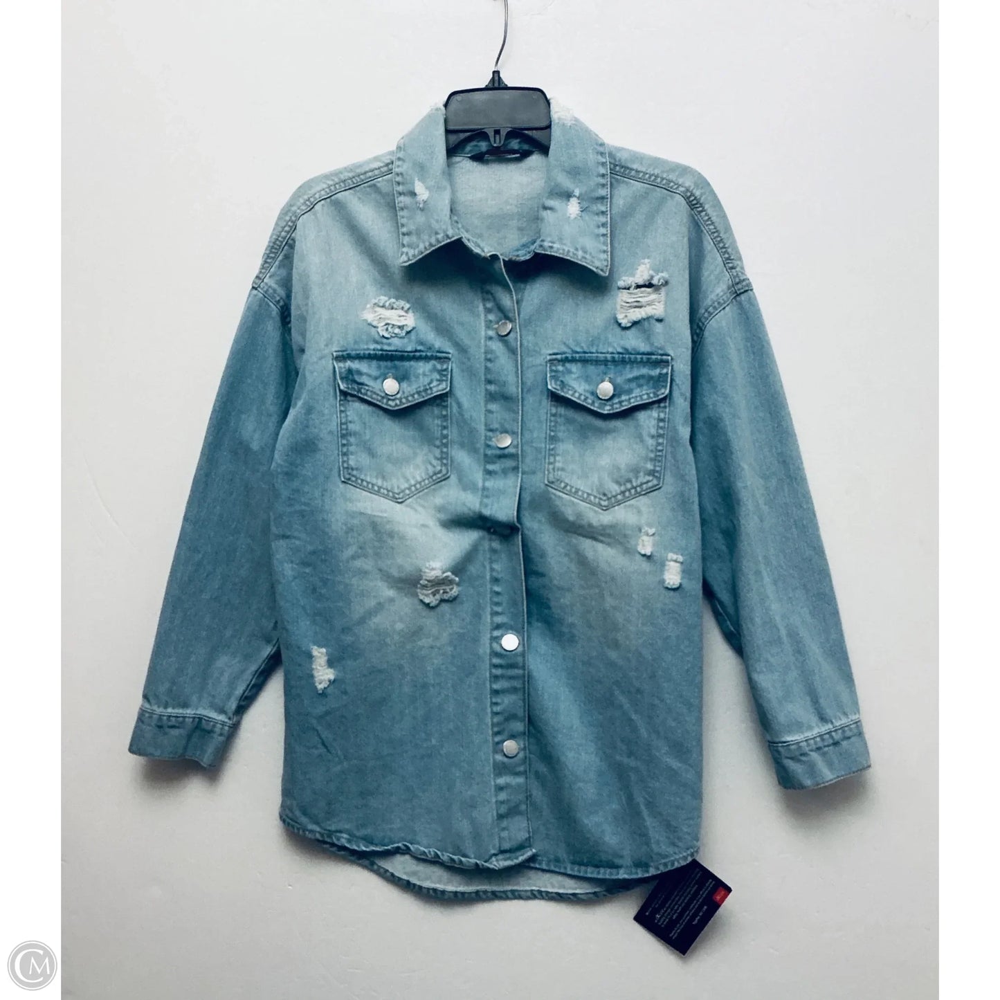 Jacket Shirt By Clothes Mentor In Blue Denim, Size: M