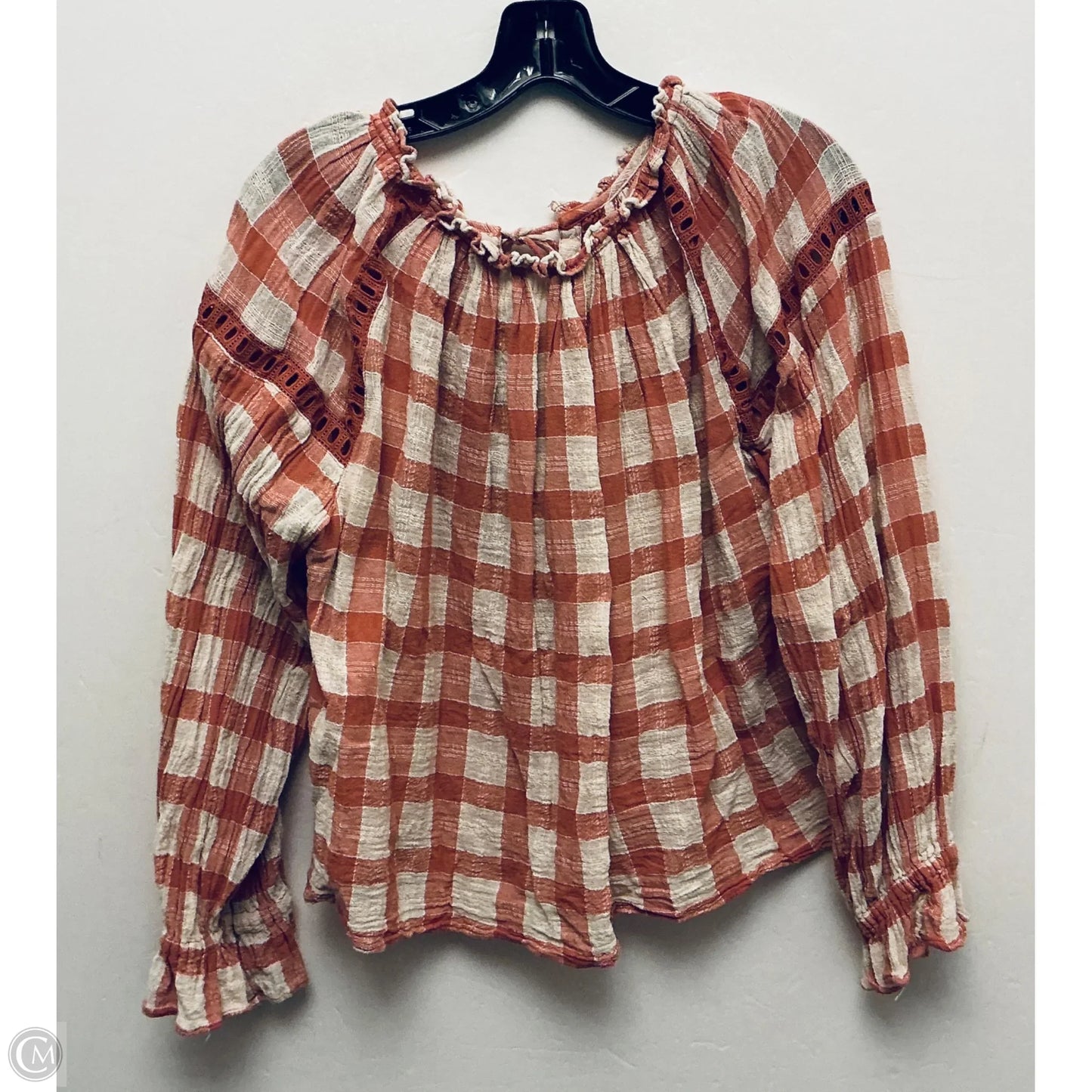 Top Long Sleeve By Free People In Checkered Pattern, Size: L