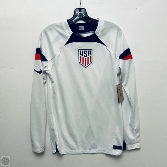 Athletic Top Long Sleeve Crewneck By Nike In White, Size: S