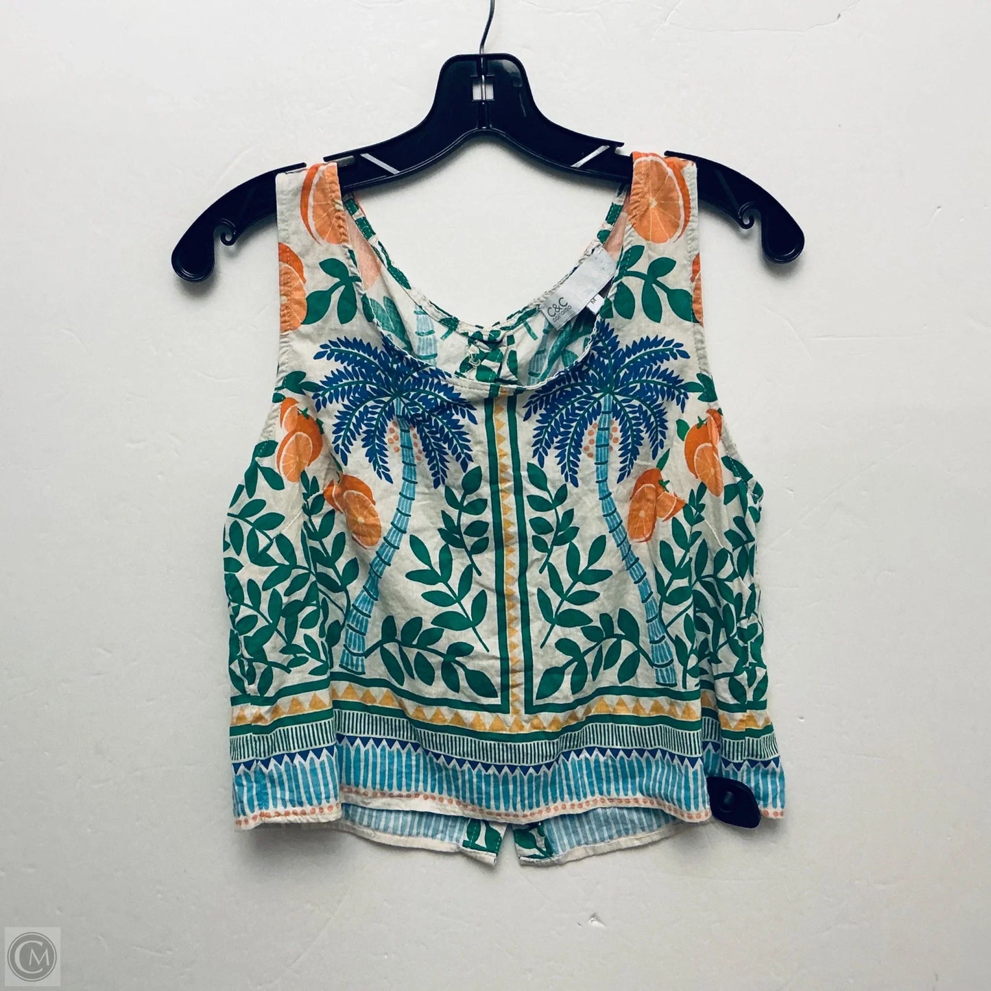 Top Sleeveless By C And C In Tropical Print, Size: M