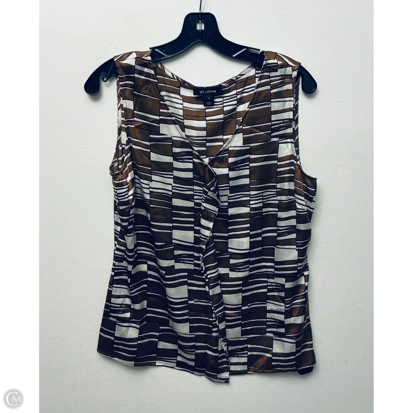 Top Sleeveless By St. John In Brown & White, Size: M