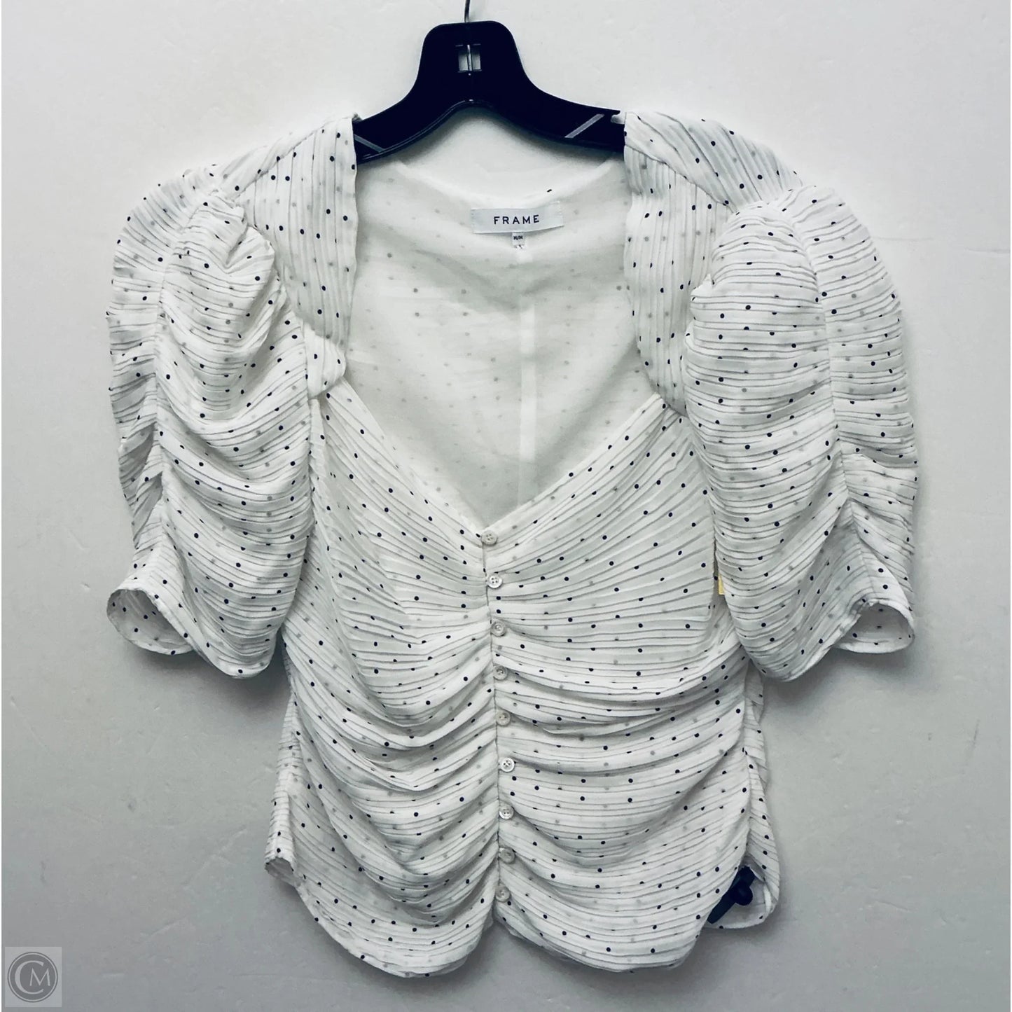 Top Short Sleeve By Frame In White, Size: M