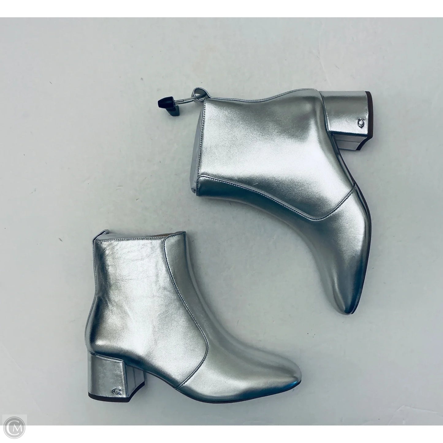 Boots Designer By Coach In Silver, Size: 8