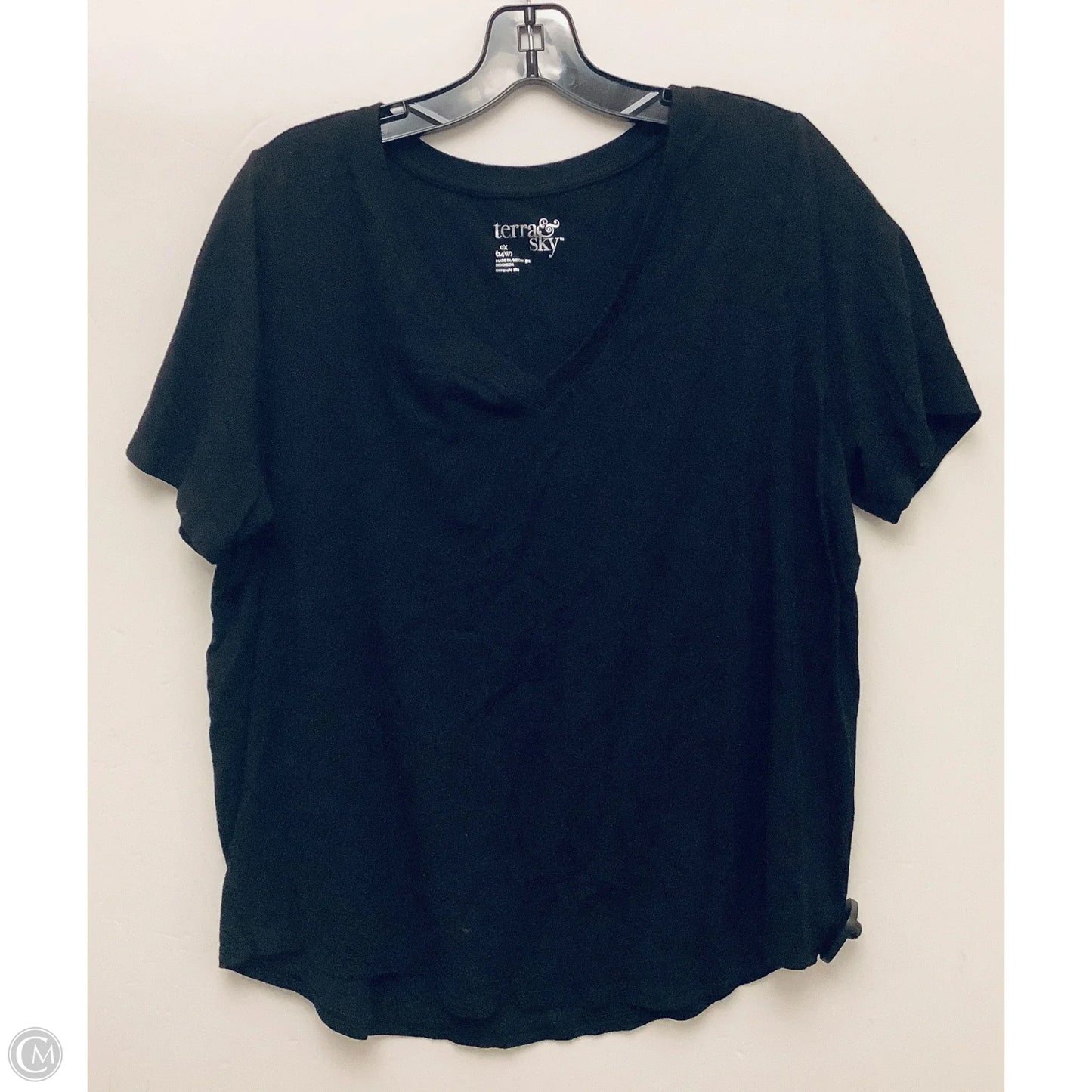 Top Short Sleeve By Terra & Sky In Black, Size: Xxl