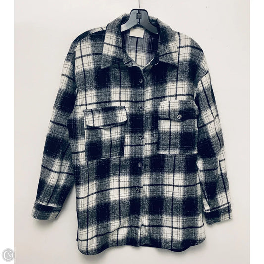 Jacket Shirt By Clothes Mentor In Black & White, Size: L