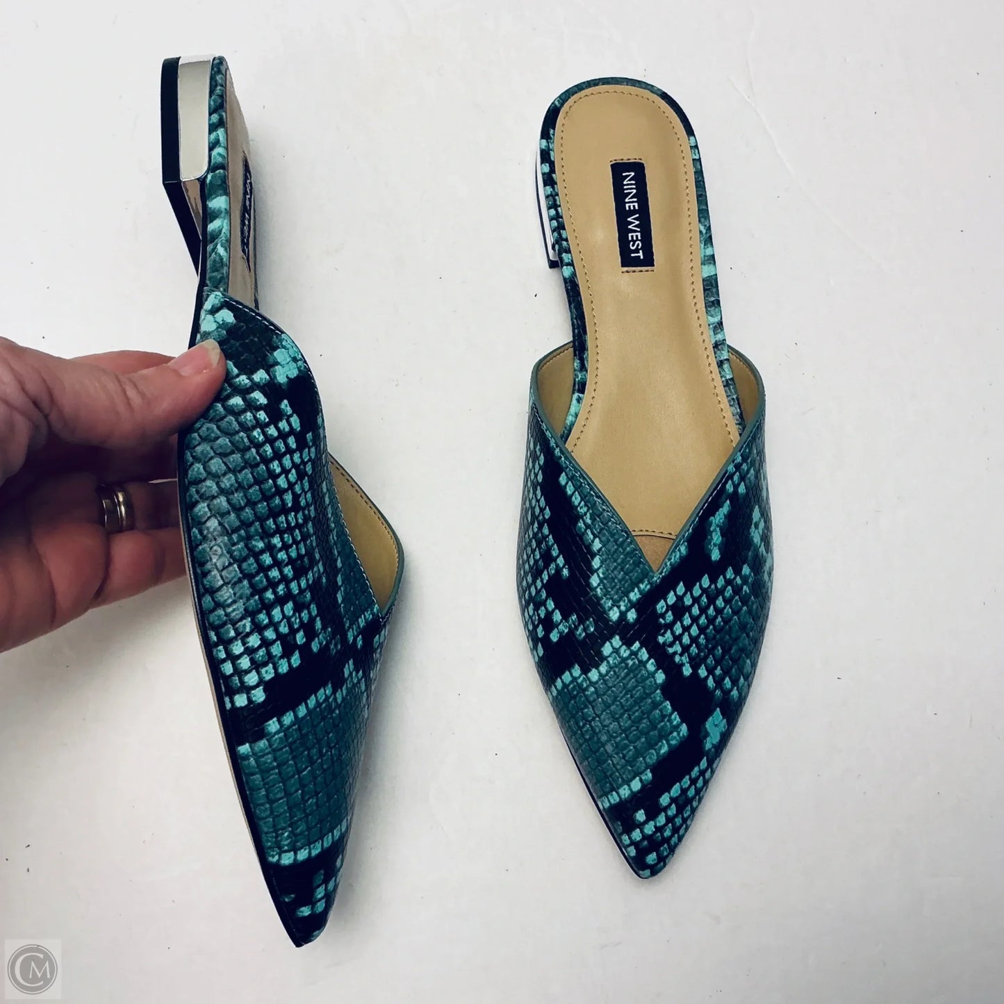 Sandals Flats By Nine West In Snakeskin Print, Size: 8.5