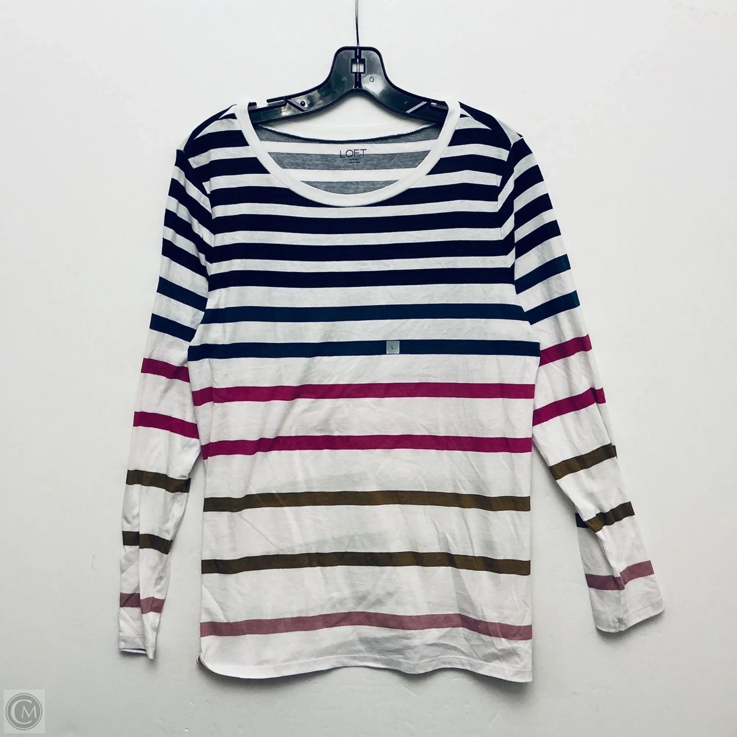 Top Long Sleeve Basic By Loft In Striped Pattern, Size: L