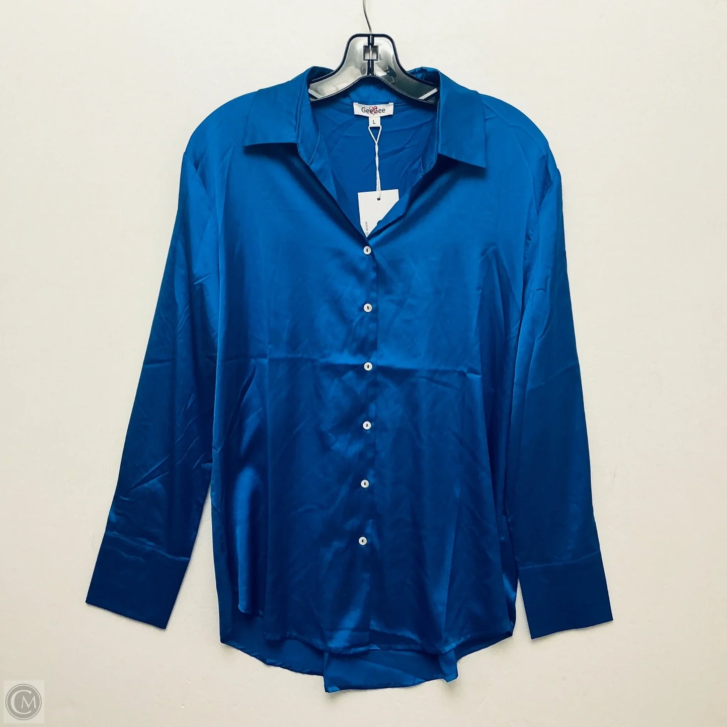 Top Long Sleeve By Geegee In Blue, Size: L