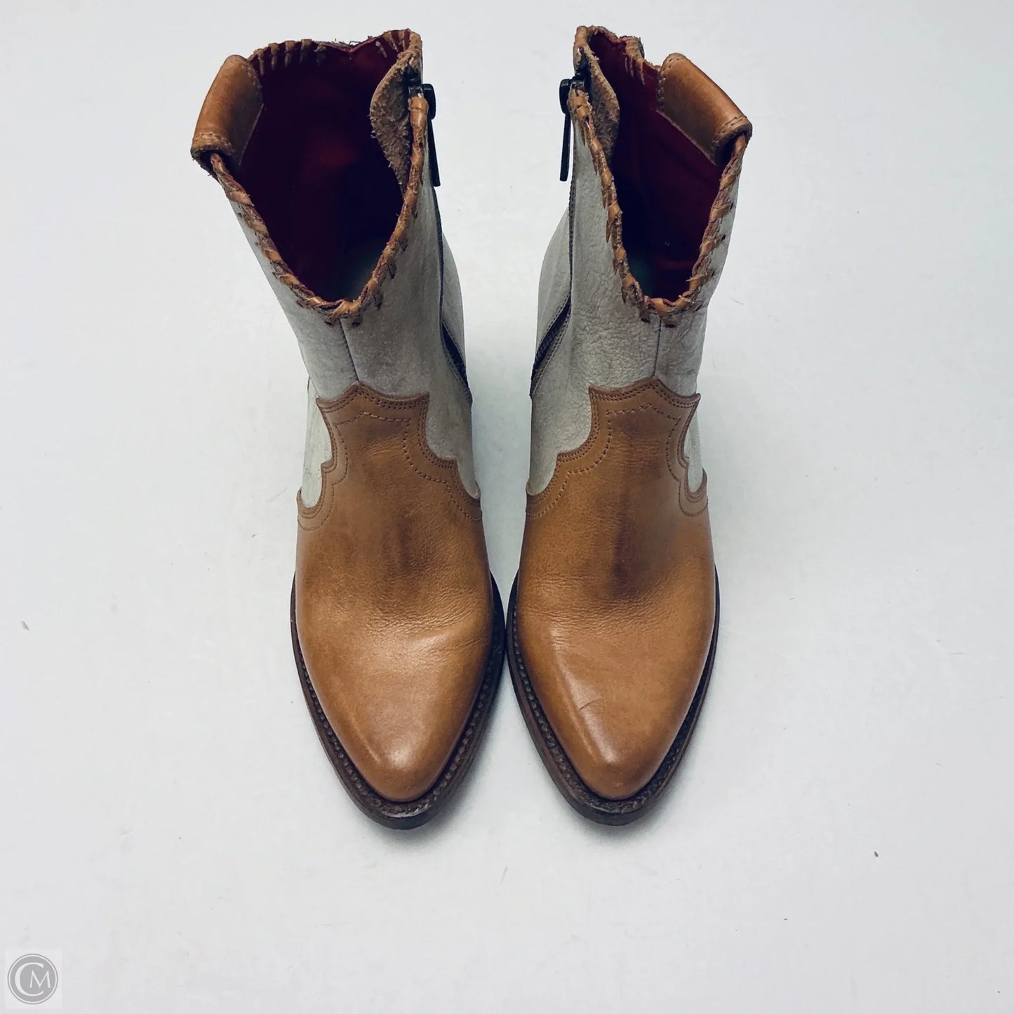 Boots Ankle Heels By Bed Stu In Brown & Cream, Size: 8.5