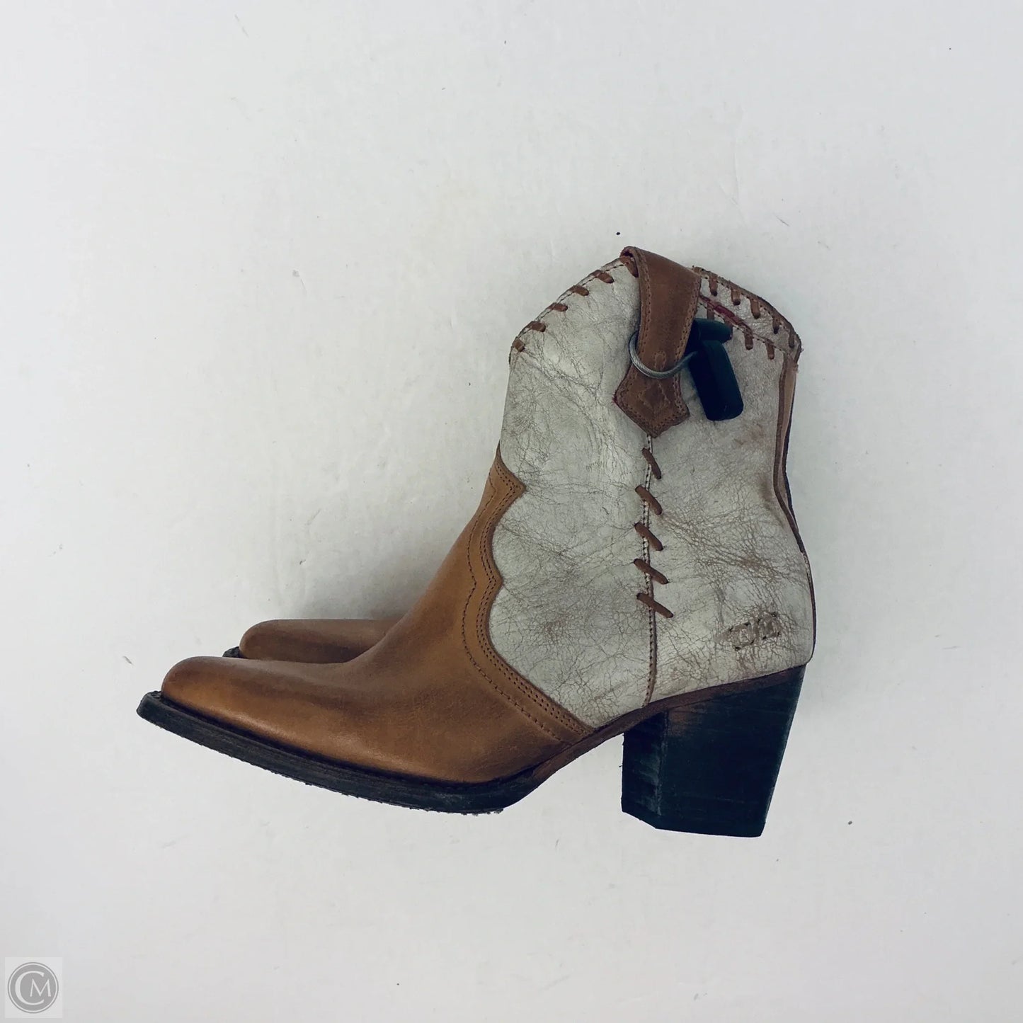 Boots Ankle Heels By Bed Stu In Brown & Cream, Size: 8.5