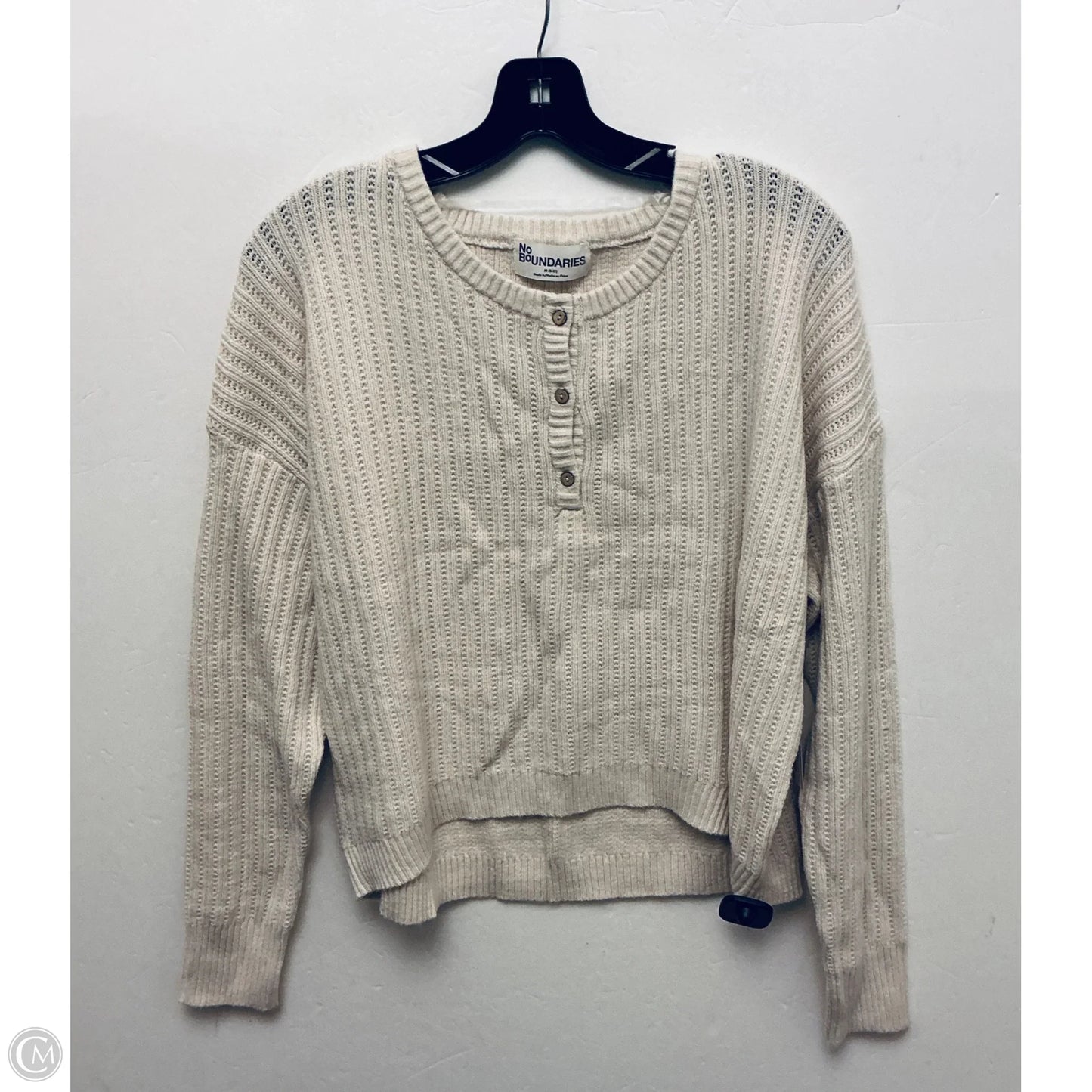 Top Long Sleeve By No Boundaries In Cream, Size: M